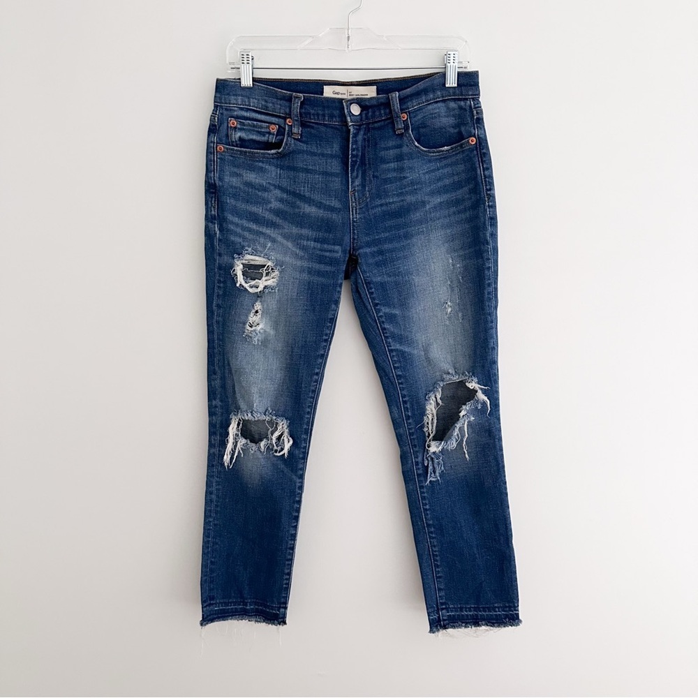 Gap 1969 Best Girlfriend Distressed Jeans With Released Hem Vintage Wash Size 27 - Picture 7 of 7